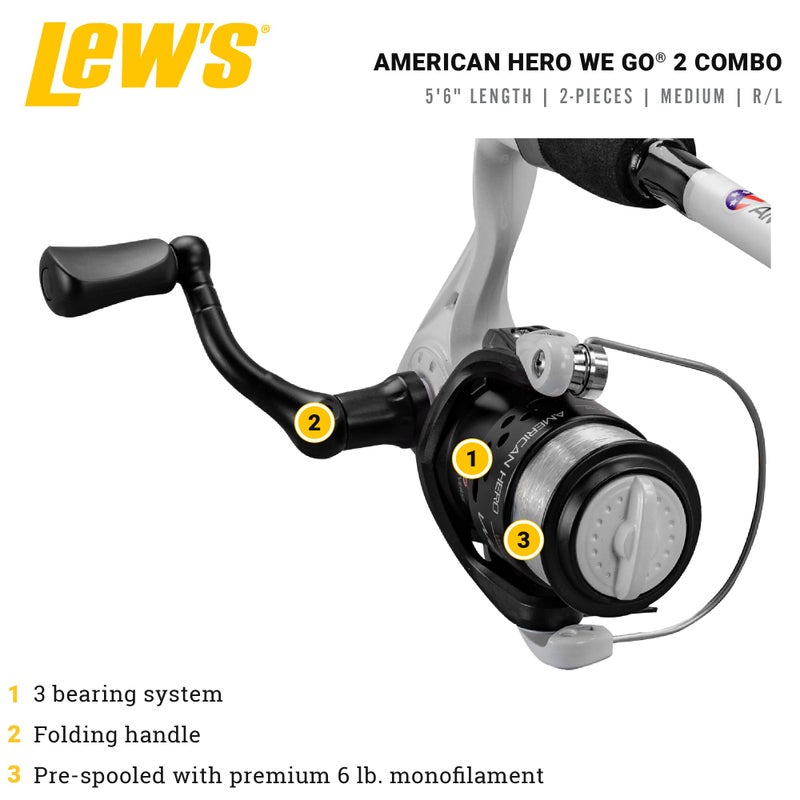 Lew's Fishing American Hero WeGo 2 Speed Spin IM6 Combo WG1056M-2 Combos - Image 2